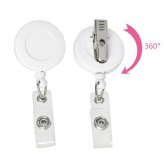 White Swivel-Back Retractable Badge Reel