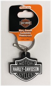 Bar & Shield Rubber Key Chain Gray