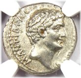 Silver Denarius of Marc Antony and Octavian 41 BC - NGC Choice XF