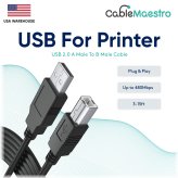 DataLink USB Transfer Cable for Printers - A to B Male Connection