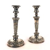 Vintage Floral Silver Candlestick Holders