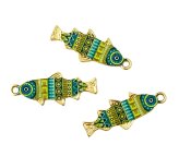 Enamel Fish Bead Drop Charms