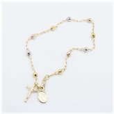 Tri-Color Diamond-Cut Rosary Anklet