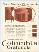 1921 Columbia Graphophone New York Grafonola Phonograph Tone Leaves Ad