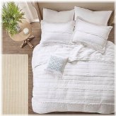 White Ruffle Quilted Coverlet Set