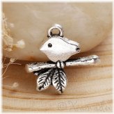 Antiqued Silver Plated Mom Bird Charm Pendants