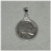 Indian Head Nickel Coin Pendant with Sterling Silver Bezel and Soldered Bail
