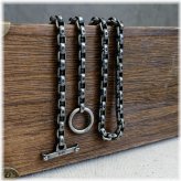 Cross Stamped Oxidized Sterling Silver Chain Necklace