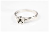 Thai Square Top Sterling Silver Band Ring - Size 6