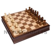 Walnut Inlaid Chess Set with Weighted Pieces (15 inch)