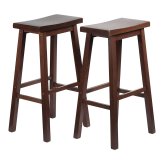 Walnut Saddle-Seat Counter Stools - Set of 2