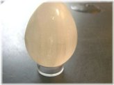 Selenite Egg Sculpture with Acrylic Ring Stand