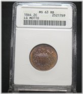 1864 Large Motto ANACS MS63RB Red/Brown Premium Example