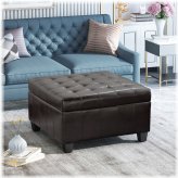 Brown Leather Storage Bench