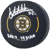 Linus Ullmark Boston Bruins Autographed Official Game Puck with '2023 Vezina' Inscription