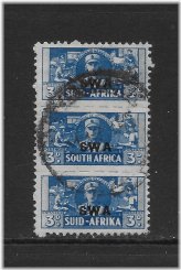 South West Africa Blue Stamp Trio - 1942