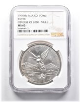 Silver Onza Mule - MS63 Mexico 1999 OBV 2000 *0096