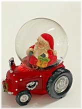 Festive Santa Tractor Snow Globe