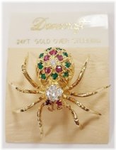 Golden Spider Gemstone Pin by Danecraft