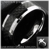 Carbon Stripe Tungsten Ring