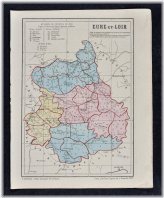 French Communes of Eure et Loir Map from 1864