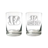 Bengals Etched Rocks Glass Set - 2pc