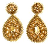 Golden Teardrop Beaded Earrings