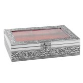 Floral Engraved Aluminium Ring Box