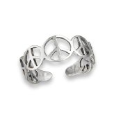 Sterling Silver Peace Sign Toe Ring