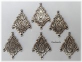 Art Nouveau Chandelier Rings - Set of 6 Antiqued Gold Components