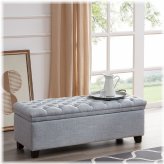 Light Grey Tufted Storage Bench