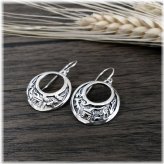 Southwestern Silver Circle Drop Earrings