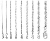 Rope Diamond Cut Chain Necklace in White Gold