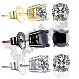 CZ Round Sterling Silver Stud Earrings for All Genders