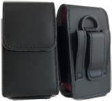 Black Leather Belt Loop Case for AT&T Basic Flip Phones