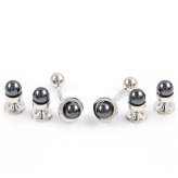 Simulated Black Pearl Cufflinks & Studs
