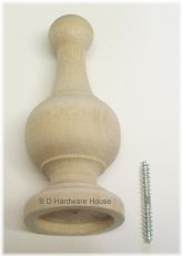 Wooden Finial Caps with Screws for Curtain Rods and Newel Posts