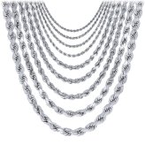 Rope Diamond Cut Chain Necklace in White Gold