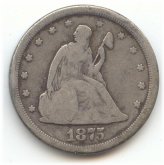 1875-S Decent VG Twenty Cent Piece