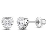 Little Hearts Sterling Silver Earrings with CZ Birthstones