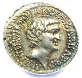 Roman Republic Denarius Coin (41 BC) - Certified ANACS XF45 (EF)