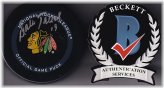 Chicago Blackhawks Game Model Puck Signed by Dale Tallon