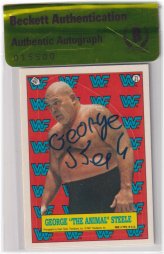 Steele's Autographed 1987 Topps WWF Stickers Card #21 with BAS Beckett COA and Animal's WWE Legacy