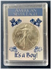 American Silver Eagle Dollar Coin in Special It's a Boy Holder