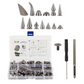 Assorted Spike Studs Set with Tools for Clothing Crafts - 150 Pieces in Various Sizes