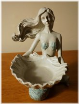 Teal Mermaid Candle Holder Figurine for Nautical Home Decor