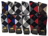 Argyle Majesty Socks - 12 Pairs of Multi-Color Fashionable Cotton Socks for Men (Size 10-13