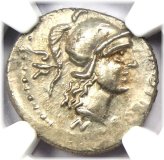Pompey Junior Silver Denarius Coin - 46 BC NGC Choice AU Certified