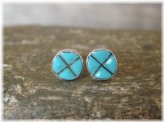 Southwestern Turquoise Inlay Silver Earrings