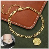 Golden Hex Initial Anklet